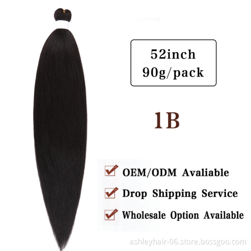 Julianna 100% Kanekalon pre stretch braiding hair floded 52 inch 90g prestretched kanekalon braid pre stretched braiding hair